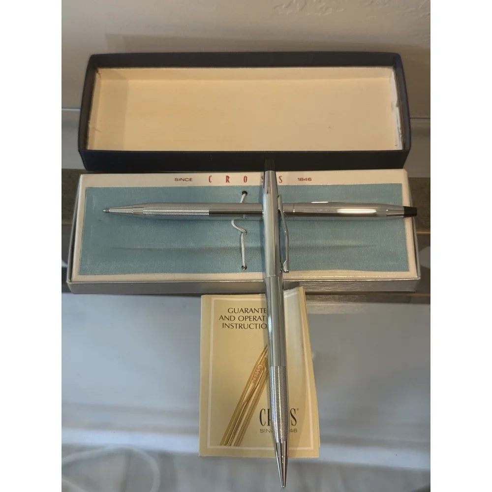 Vintage Cross Century Chrome Pen & Pencil Set w/ Box Since 1846 Set #3501 Chrome